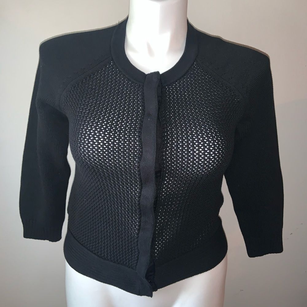 Banana Republic black 3/4 sleeve snap sweater